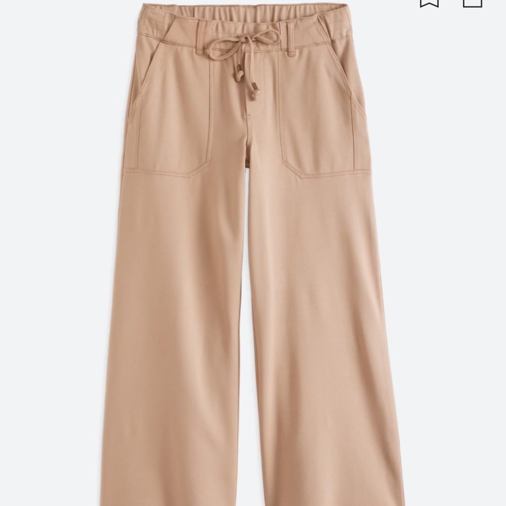 Democracy NWT Ab Leisure High Rise Wide Leg Pant Pocket Utility sz LP Petite Tan